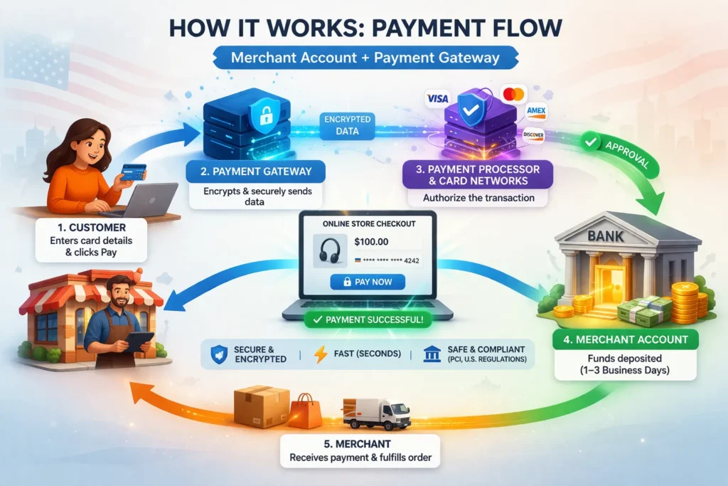 merchant account vs payment gateway workflow
