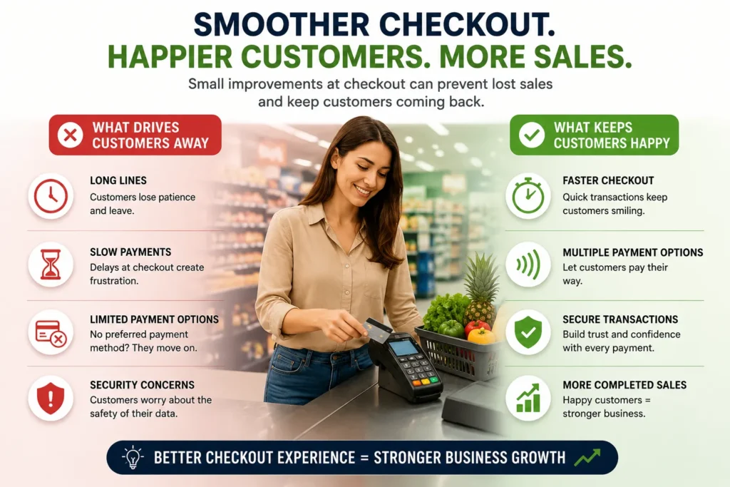 how faster payment processing, secure transactions, and multiple payment options help reduce checkout abandonment