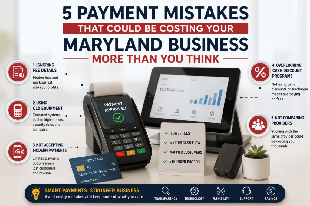 common payment processing mistakes, outdated POS systems, hidden fees, and ways businesses can reduce payment processing costs