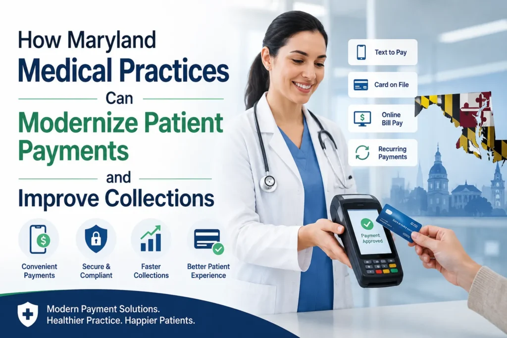Healthcare professional demonstrating modern medical payment processing solutions for Maryland medical practices to improve patient payments