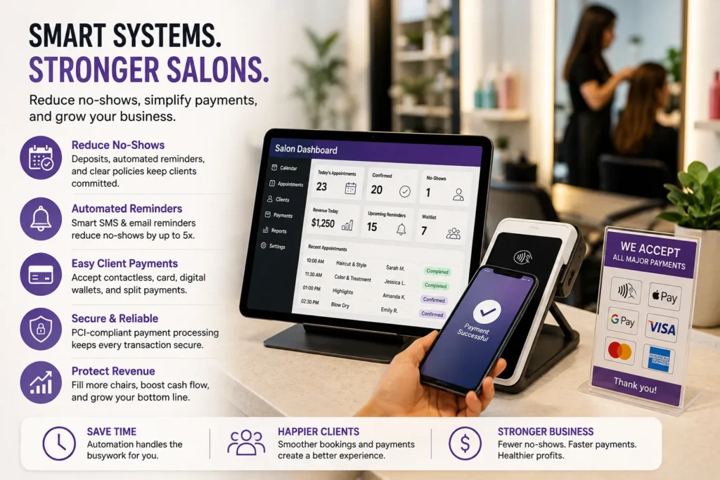 Salon payment automation and appointment reminders to reduce no-shows