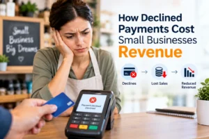 Small business payment declined at checkout, showing how failed payments can reduce revenue